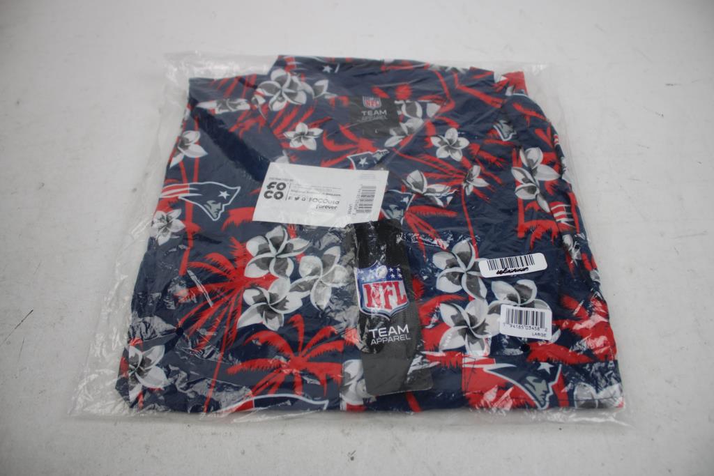 NFL New England Patriots Large Hawaiian Shirt, New Era Hat Size 7, 2 Pieces
