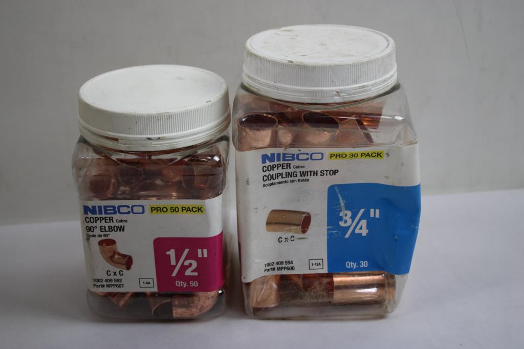 Nibco Copper Plumbing Fittings Bulk Lot - 1/2: Coupling, 1/2" Tee, And More