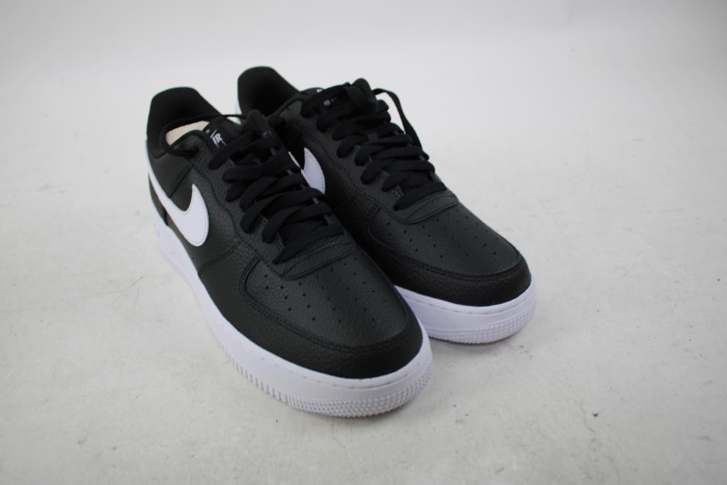 Nike Air Force 1 Low '07 Black/White Pebbled Leather Men's Shoes, Size 11