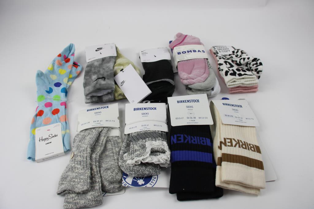 Nike, Bombas, Birkenstock, And More Socks, 9 Pieces