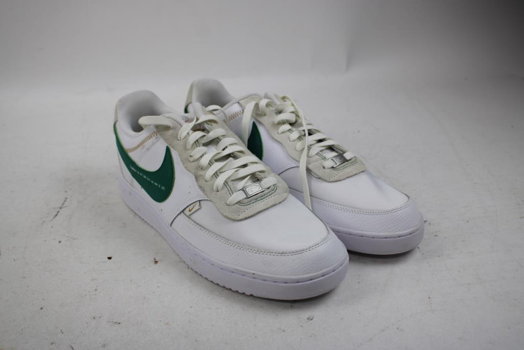Nike Court Vision Low White/Green Sneakers, Men's Size 12