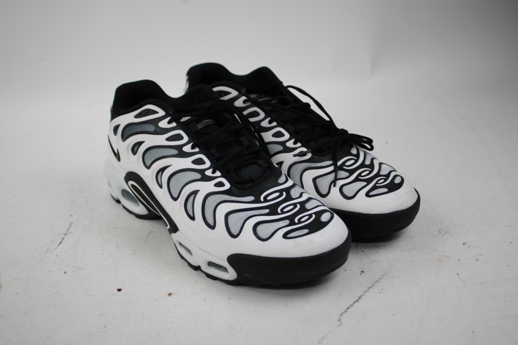 Nike Men's Air Max Plus Drift White/Black/Metallic Silver Shoes, Size 12