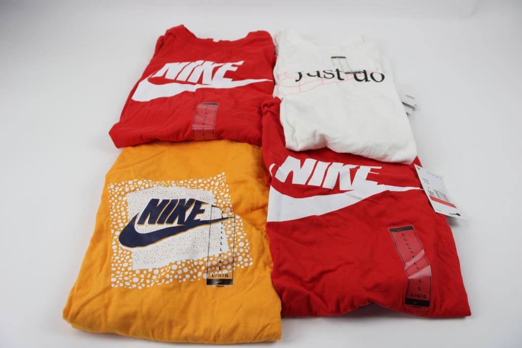 Nike Orange, White, Red, Large T-Shirts, 4 Pieces
