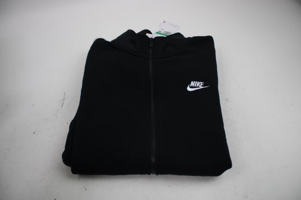 Nike Sportswear Black White Club Fleece Track Jacket, XL