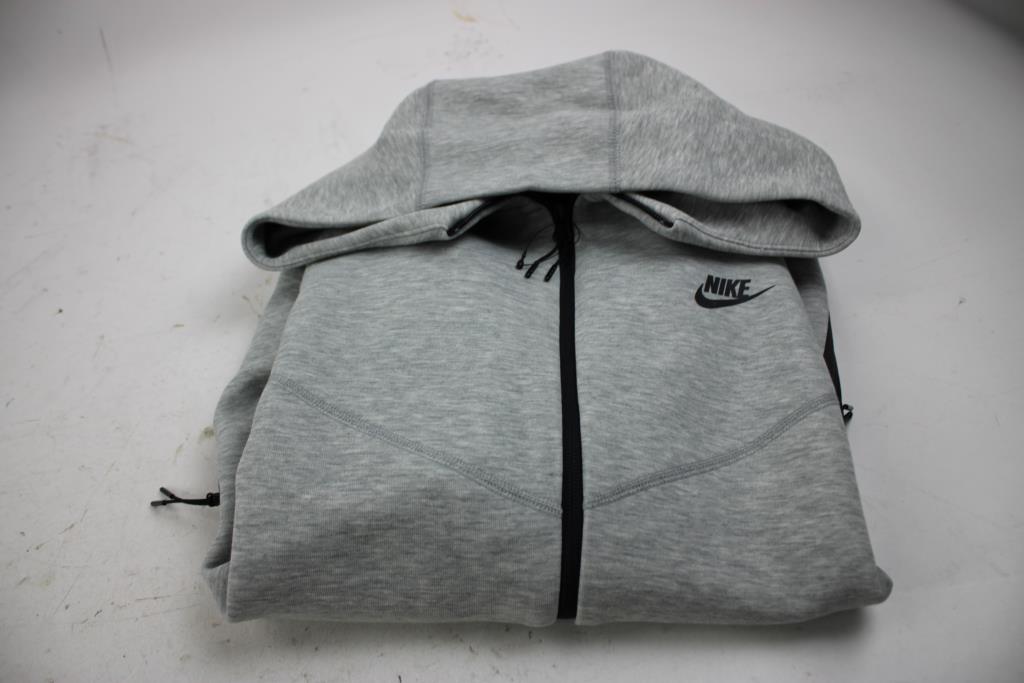Nike Tech Fleece Windrunner Gray Full-Zip Hoodie, Large