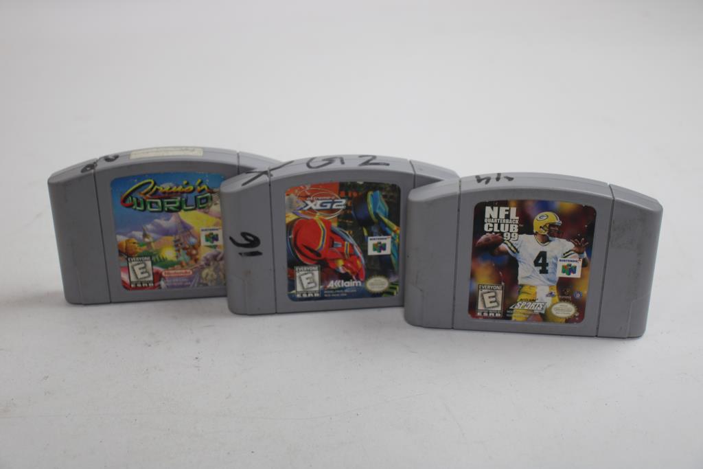 Nintendo 64 Games, Extreme-G XG2, NFL Quarterback Club 99, Cruis'n World, 3 Pieces