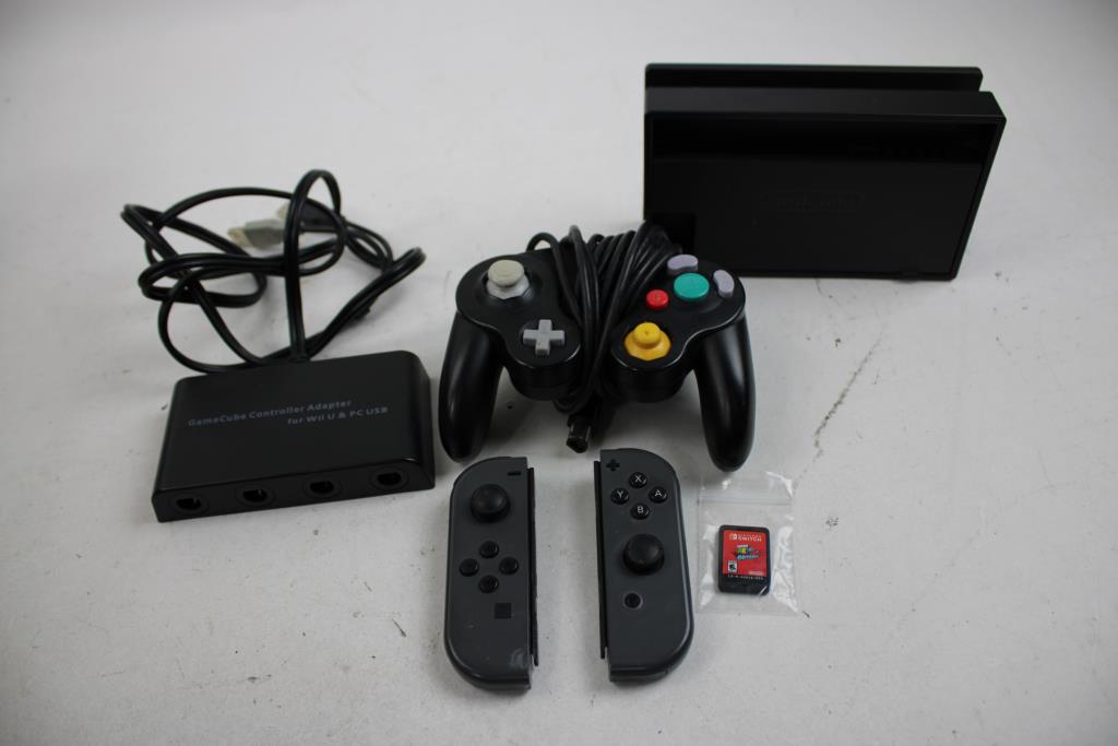Nintendo Switch Dock, GameCube Controller And Adapter, And More Accessories In Bag