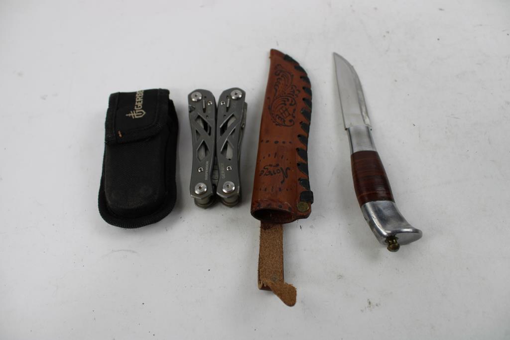 Norway Geilo Knife With Sheath, And Gerber Multitool