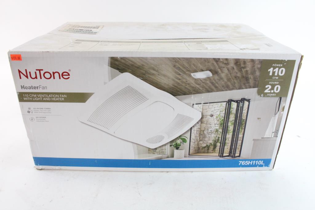 NuTone 110 CFM Ventilation Fan With Light & Heater Property Room
