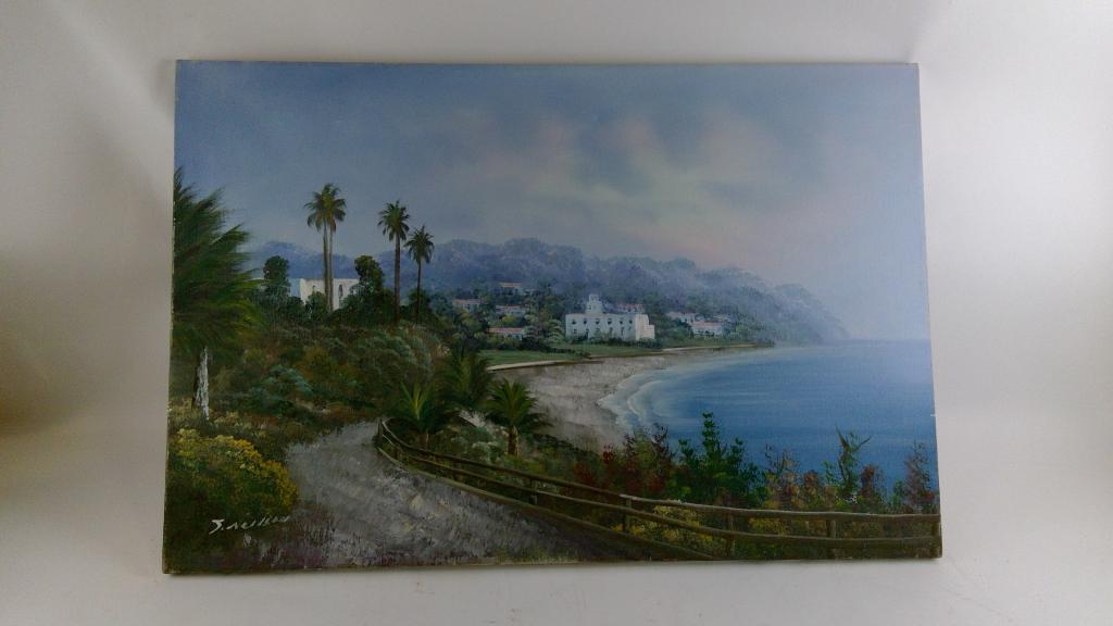 Oil Painting Of Beach Town