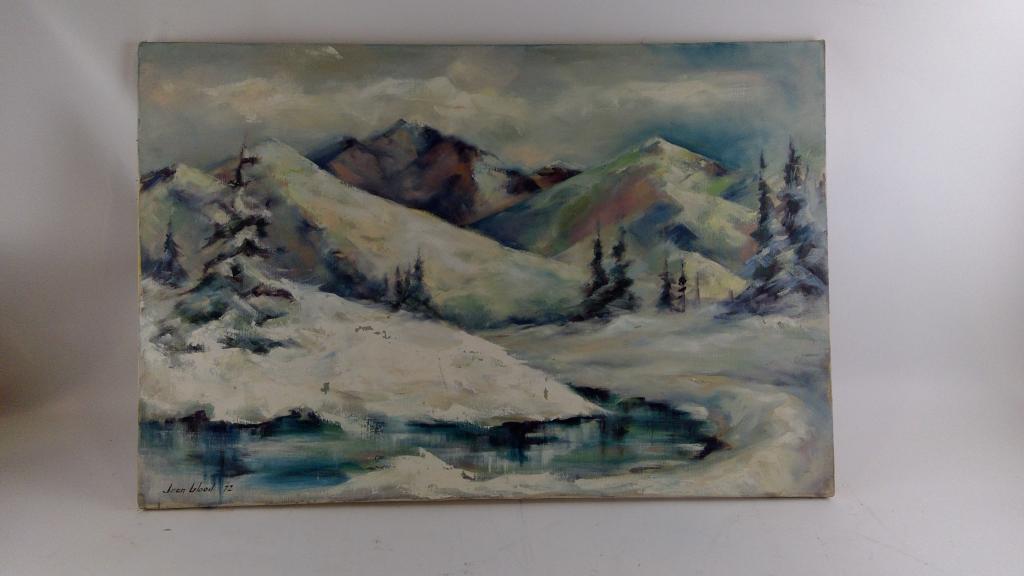 Oil Painting Of Snowy Mountain