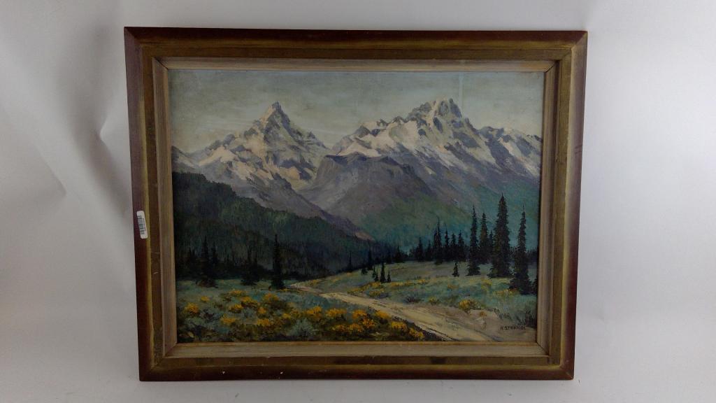 Oil Painting Of Snowy Mountian Valley