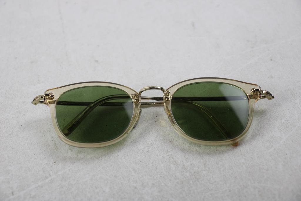 Oliver Peoples OP-506 Gold/Green Sunglasses