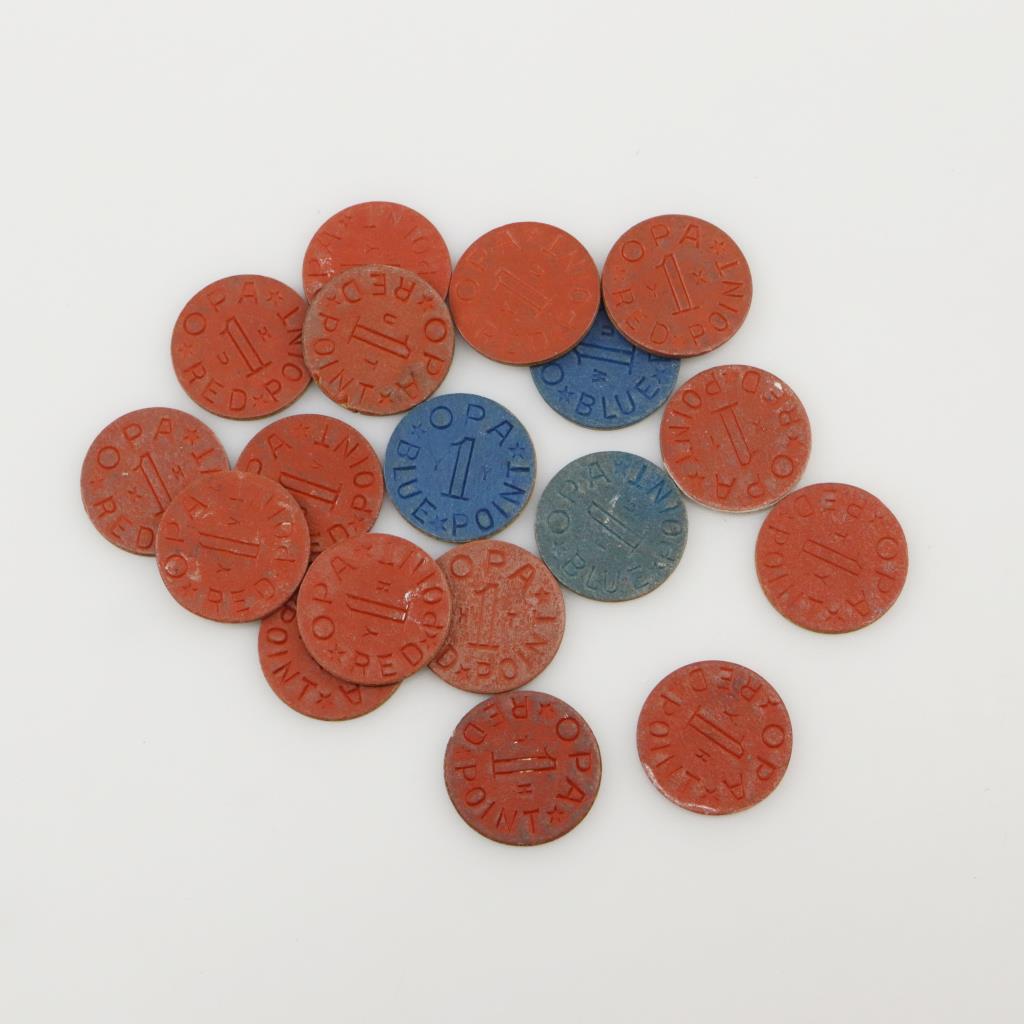 OPA Blue And Red Point WWII Ration Tokens | Property Room