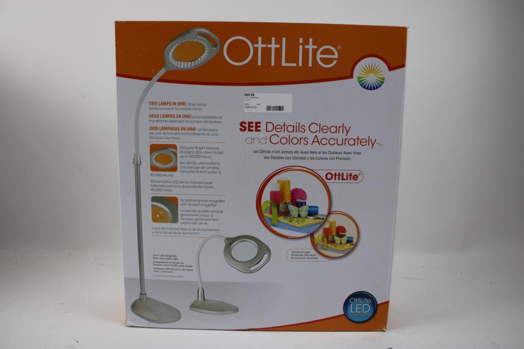 OttLite 2-in-1 LED Magnifier Floor And Table Light
