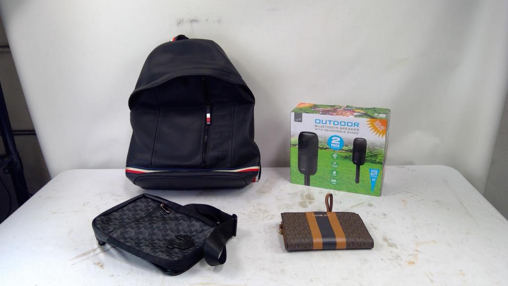 Outdoor Speakers, Michael Kors Wallet, Tommy Hilfiger Backpack, Sling Bag, 4 Pieces