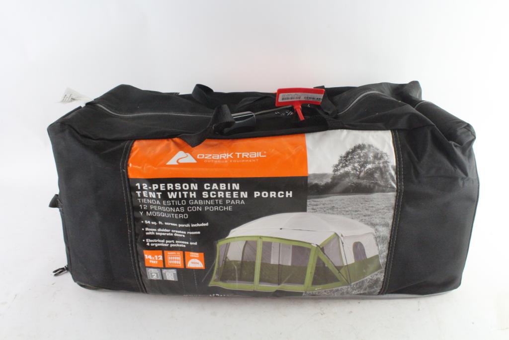 Ozark Trail 12Person Cabin Tent With Screen Proch Property Room