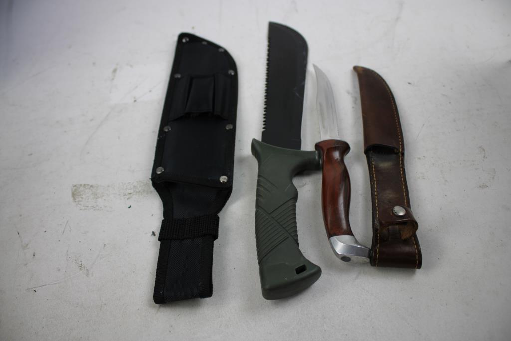 Ozark Trail Sawtooth Machete, Folding Knife, And Other Knives, 5 Pieces