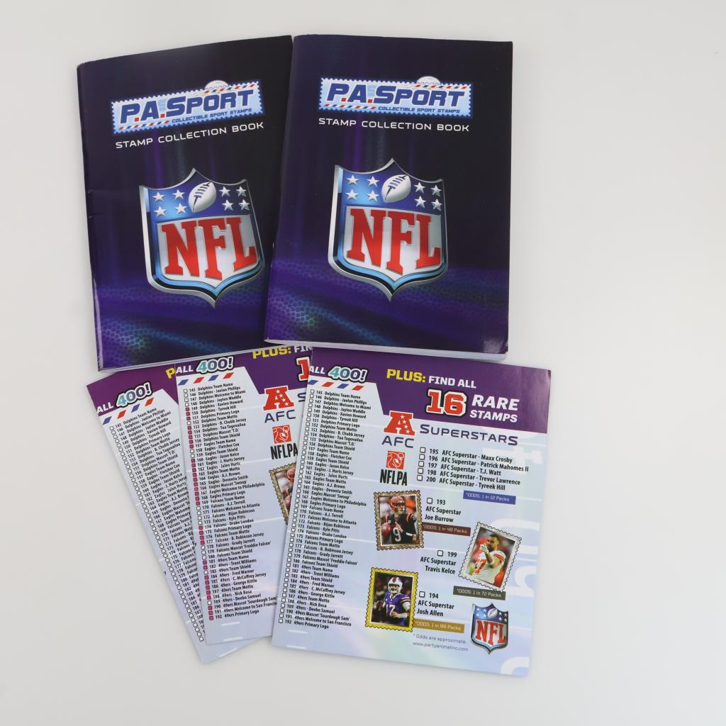P.A. Sport NFL Stamp Collection Book With Tracking Sheets, 250 Pieces