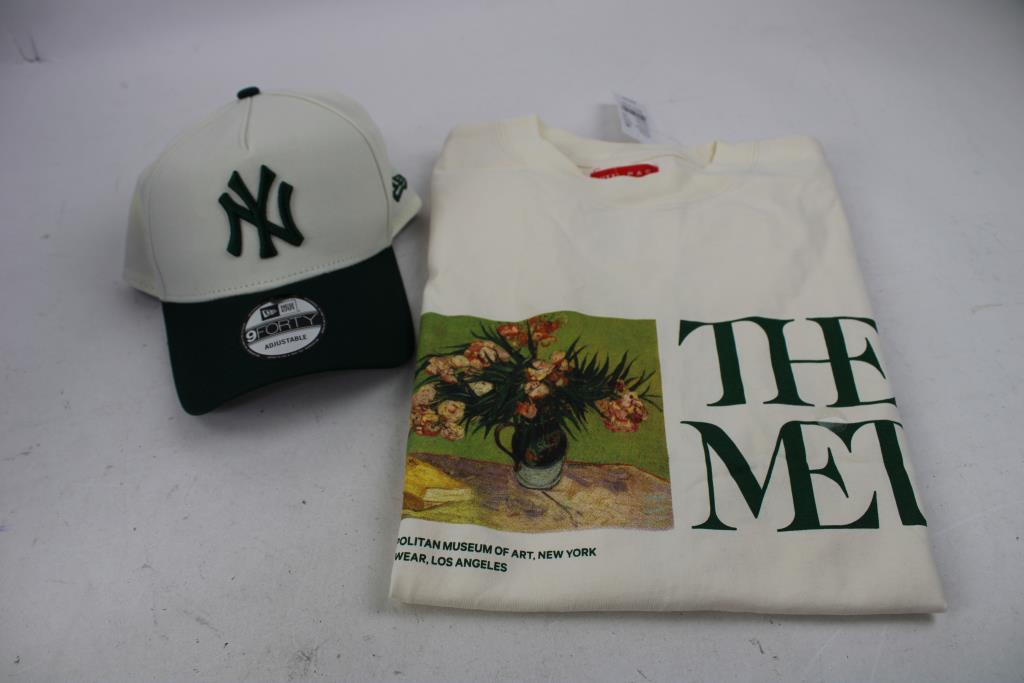 Pacsun X The Met Metropolitan T-Shirt, Medium With New Era 9Forty NY Yankees Hat