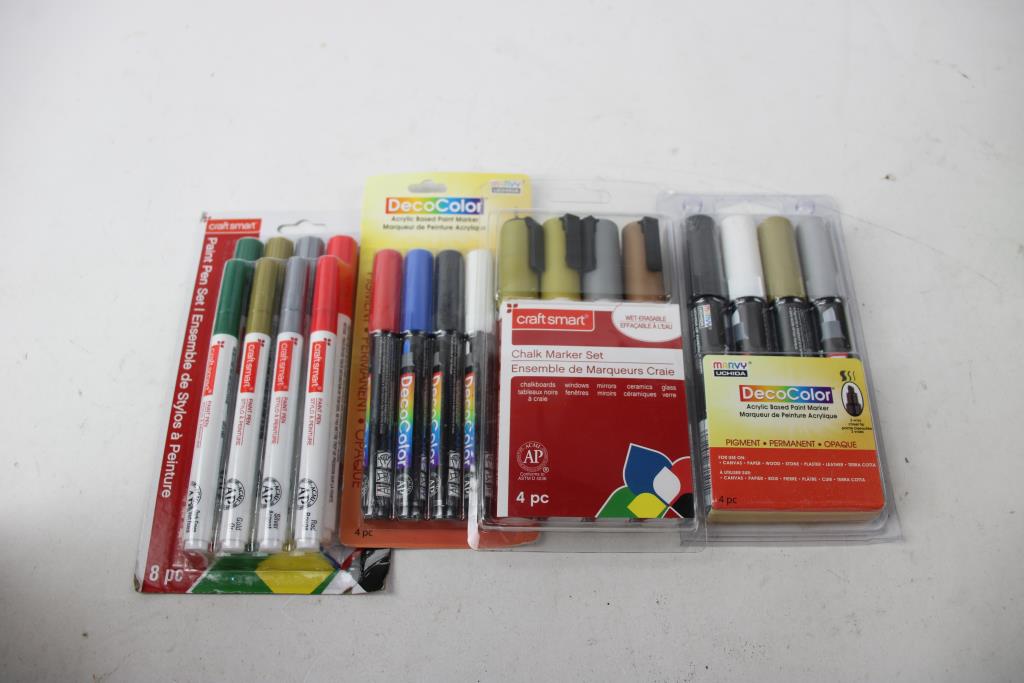 Paint Markers, Fabric Markers, Chalk Markers, Roller Pattern Pens, And More, 16 Pieces
