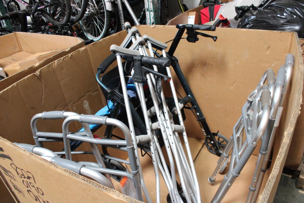 Pallet Of Crutches, Walkers And More