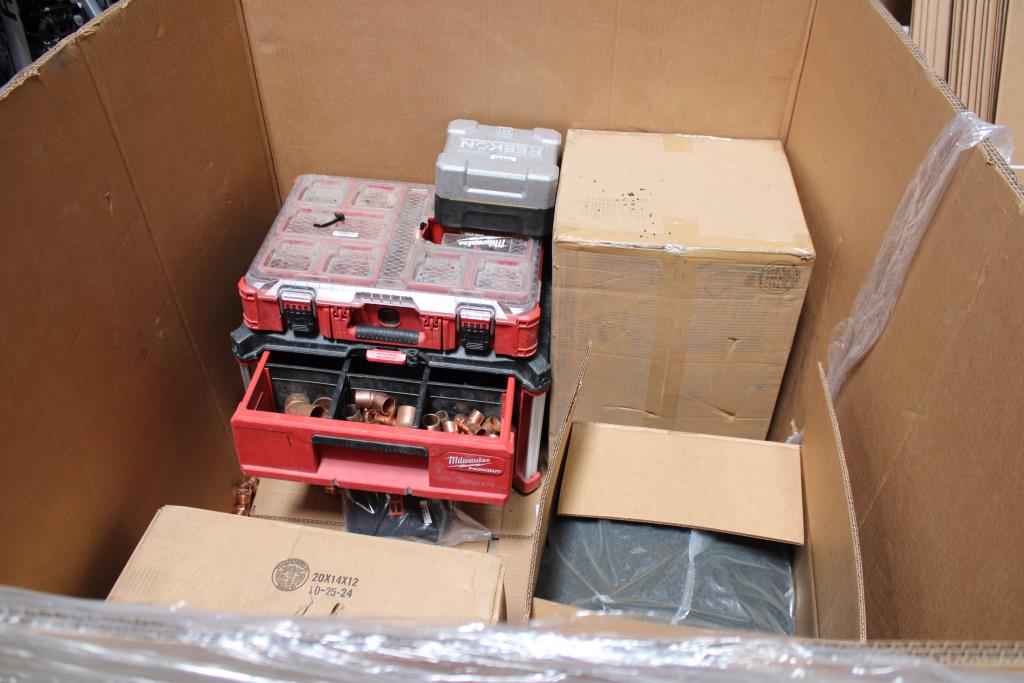 Pallet Of Metal Fittings And Rubber Crumbs