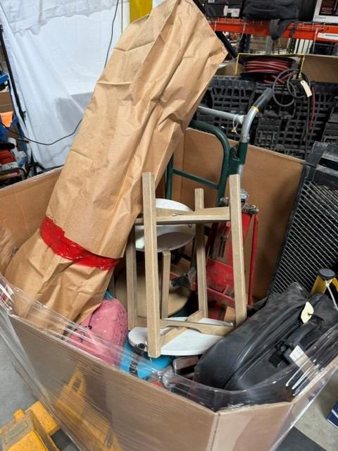 Pallet With End Tables, Golf Clubs, Tools And More