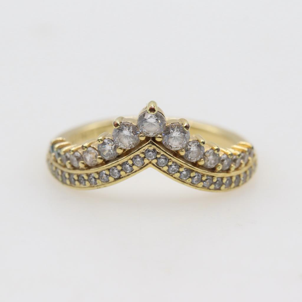 Pandora 14kt GP Clear Stone Timeless Wish Tiara Ring | Property Room