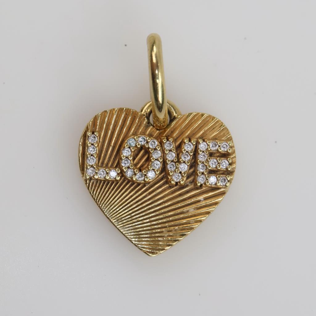 Pandora 14kt GP Engravable Love Heart Dangle Charm