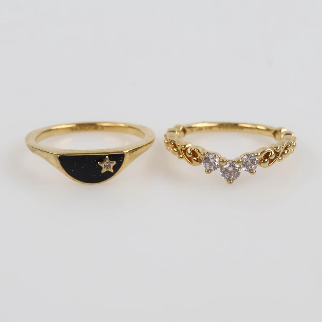 Pandora 14kt GP Rings, 2 Pieces