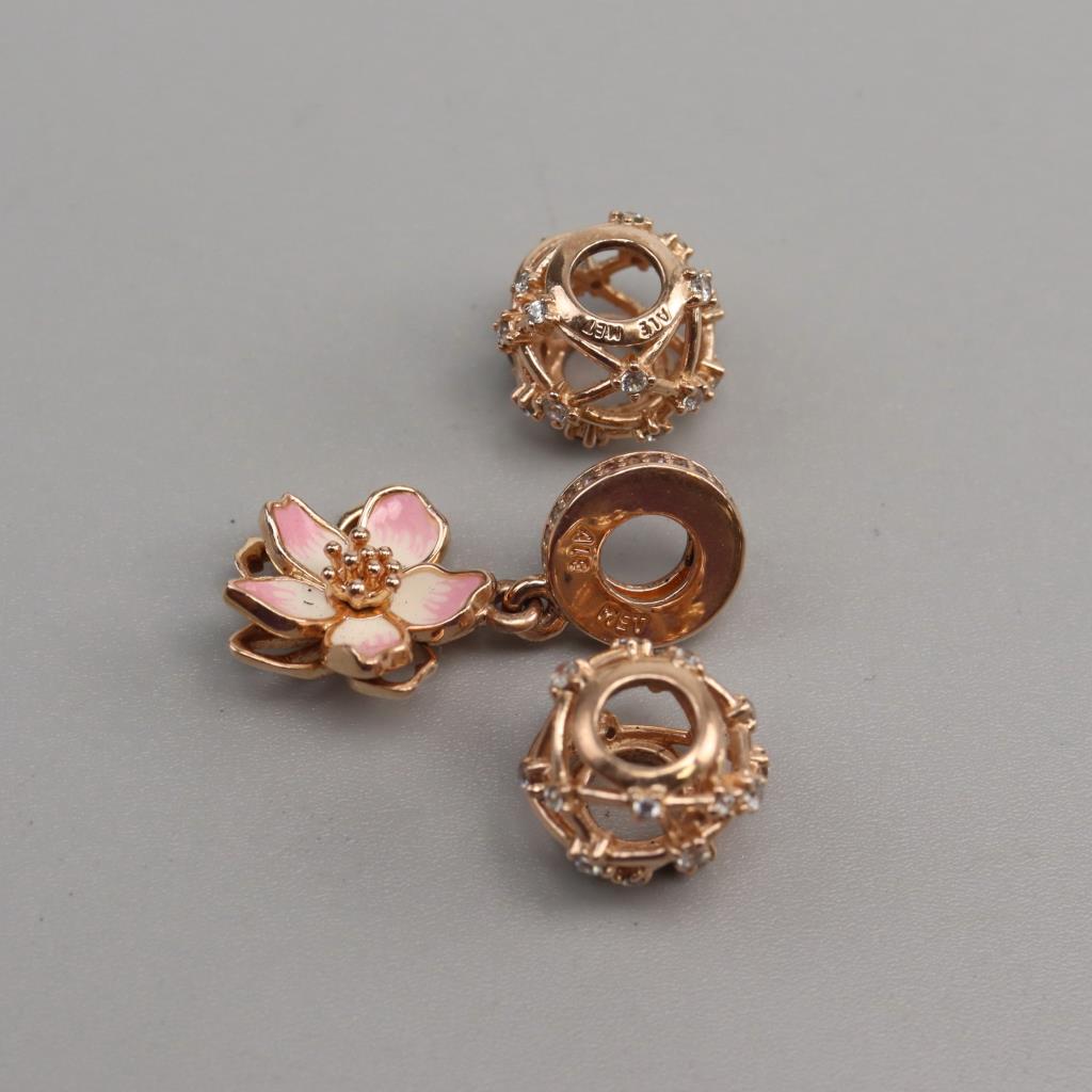 Pandora 14kt Rose GP Charms; 3 Pieces | Property Room