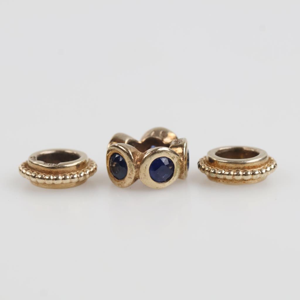 Pandora Gold Over Silver Charms, 3 Pieces