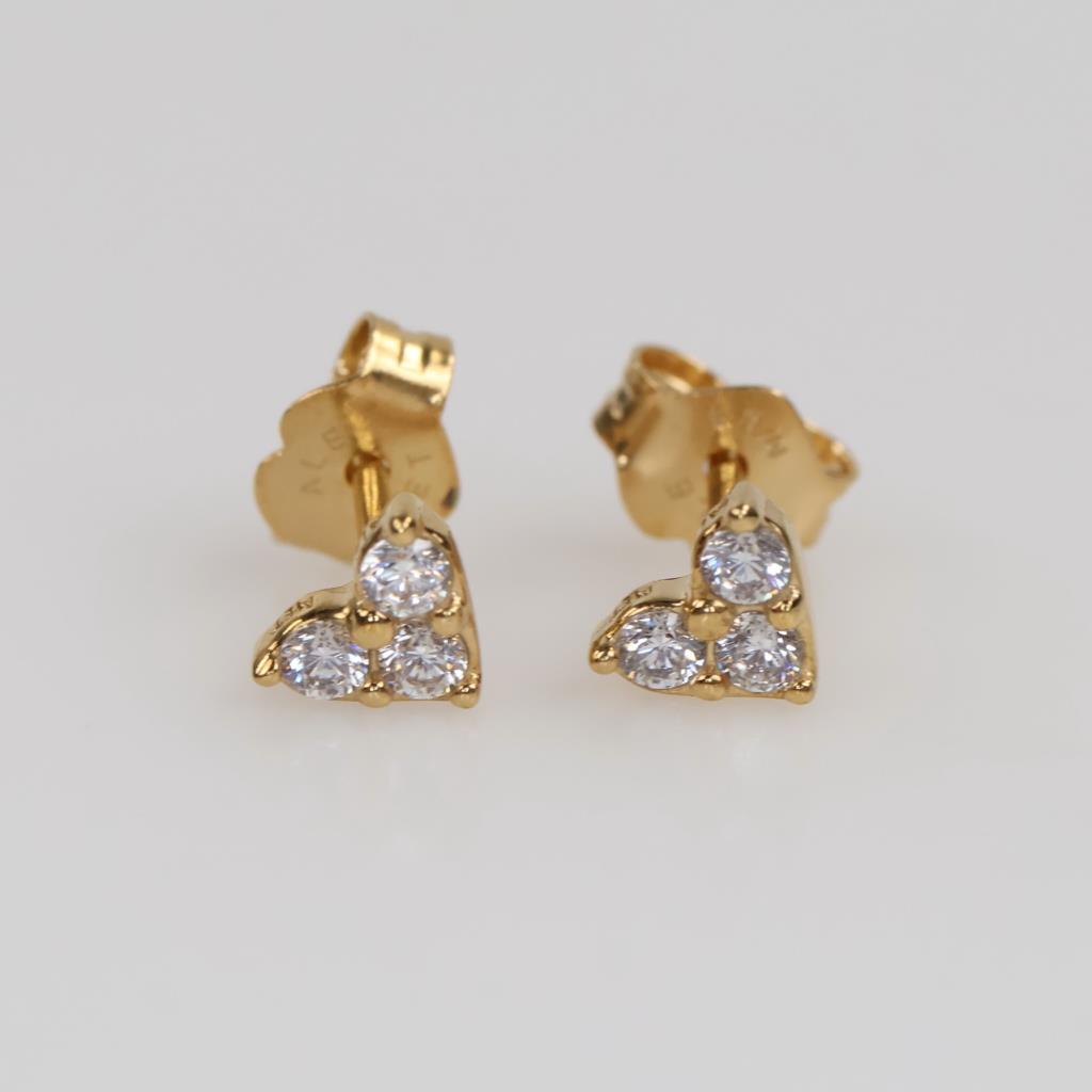 Pandora GP Triple Stone Heart Stud Earrings