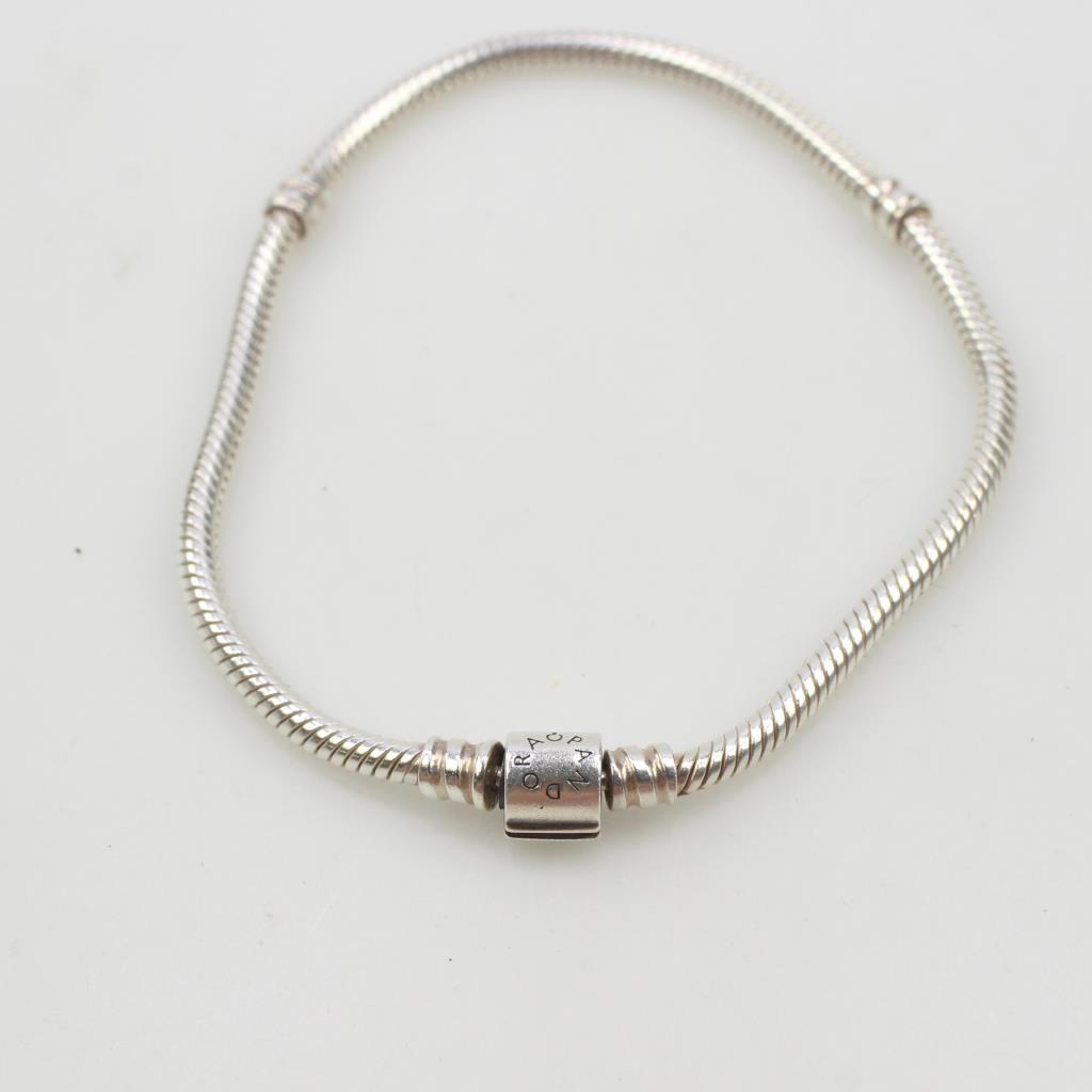 Pandora Moments Barrel Clasp Snake Chain Silver Bracelet Property Room