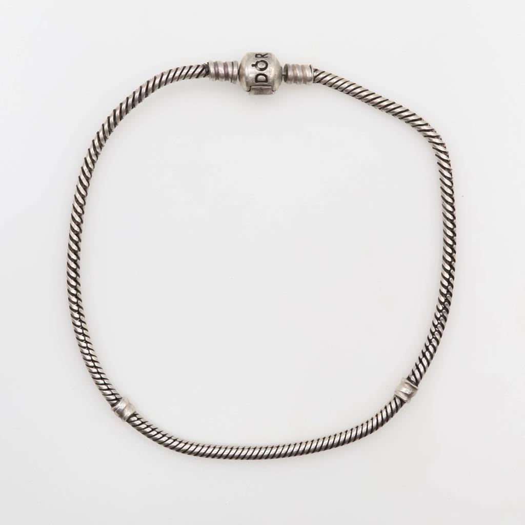 Pandora Moments Sterling Silver Barrel Clasp Snake Chain Bracelet