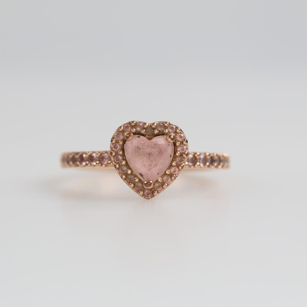 Pandora Rose GP Sparkling Elevated Heart Pink Stone Ring
