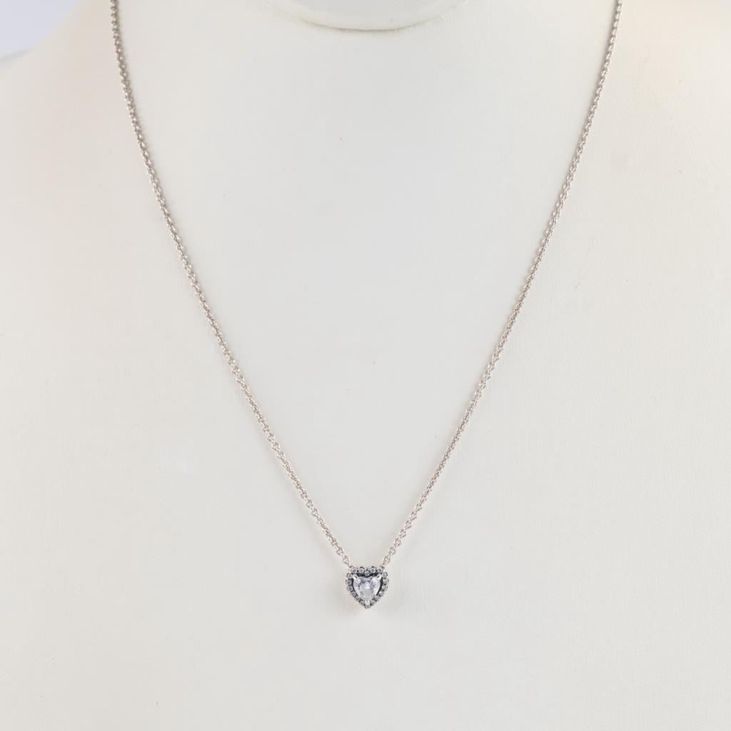 Pandora Silver Elevated Heart Necklace