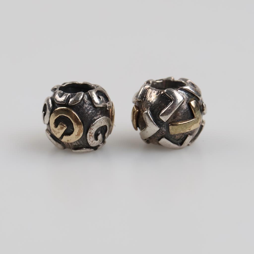 Pandora Silver, Gold Accent Charms, 2 Pieces