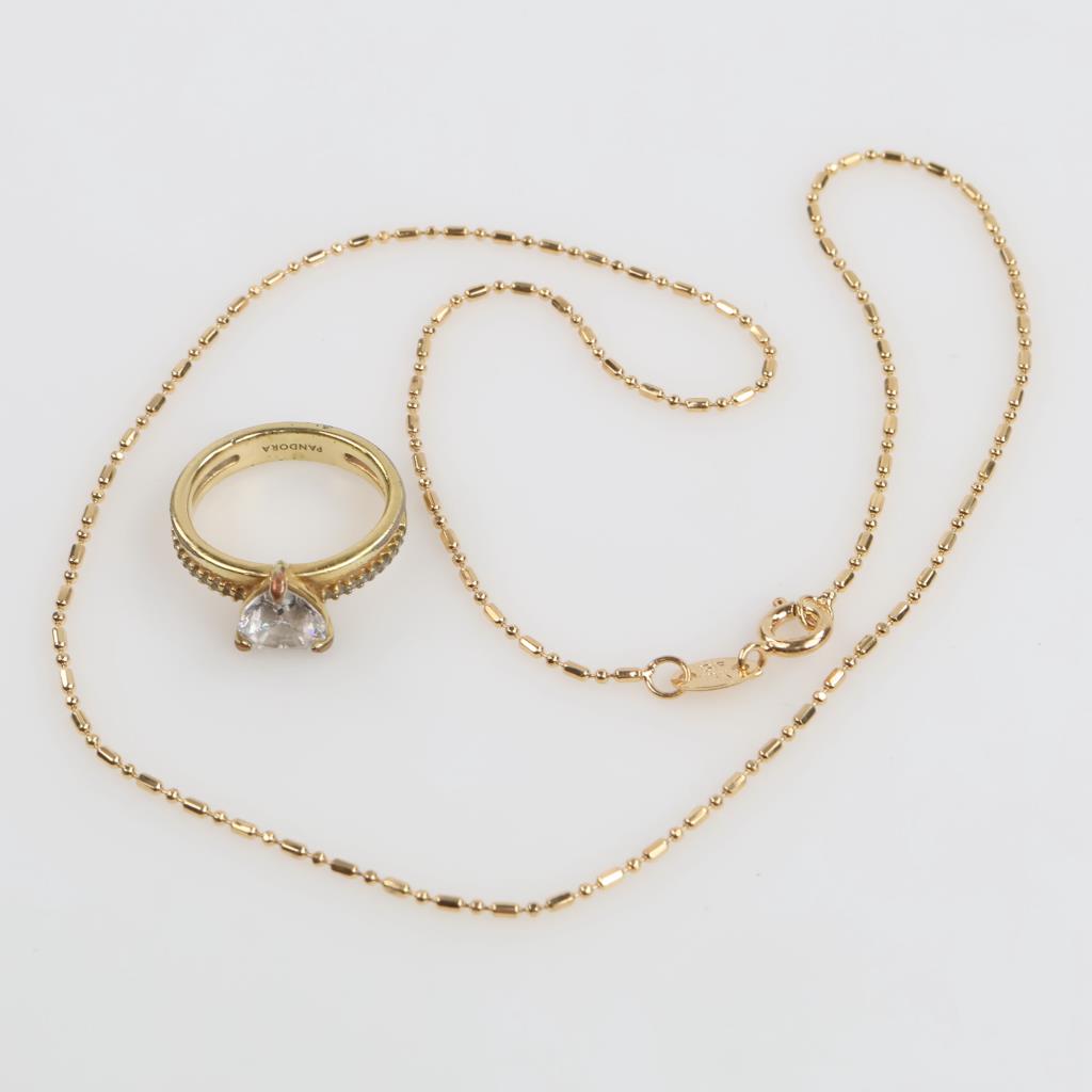 Pandora Silver GP Ring and Fashion Necklace , 2 Pieces