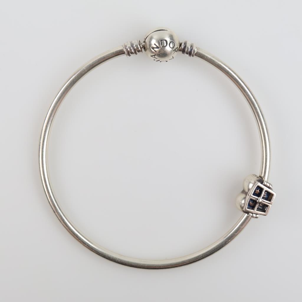 Pandora Silver Mom Window Heart Charm Bracelet, 2 Items