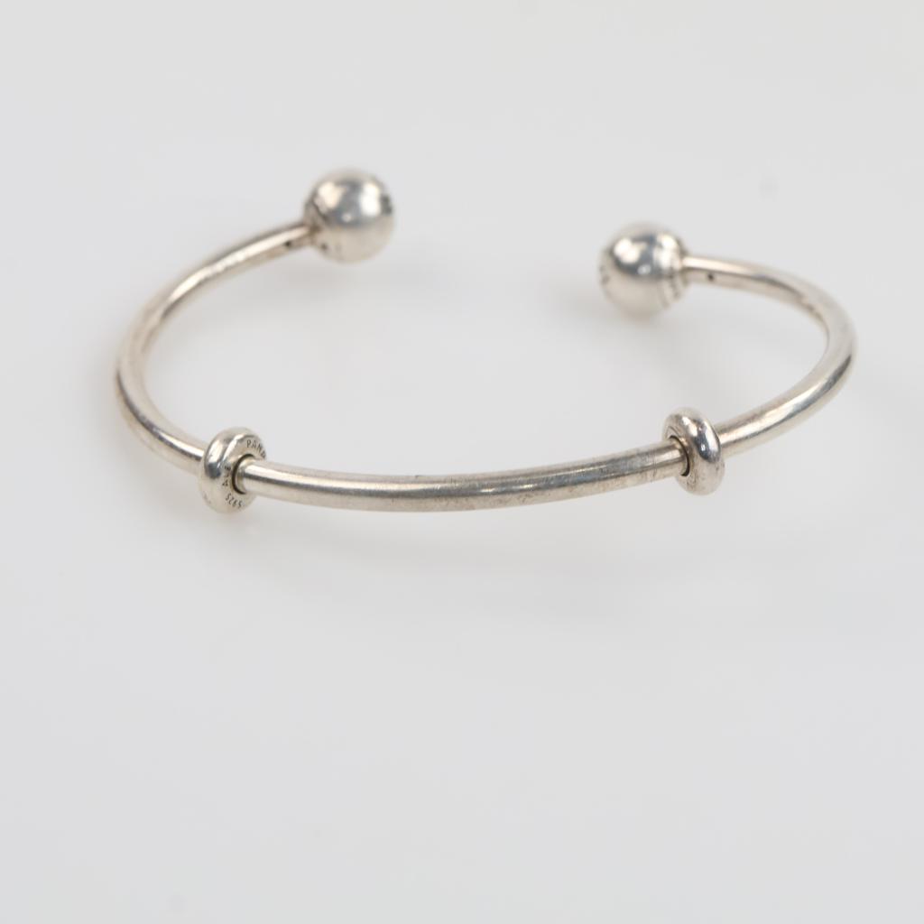 Pandora Sterling Silver Charm Cuff Bracelet
