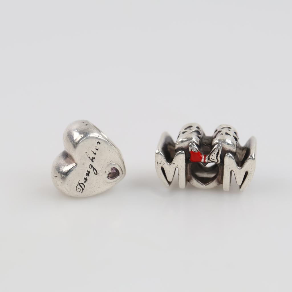 Pandora Sterling Silver Charms, 2 Pieces
