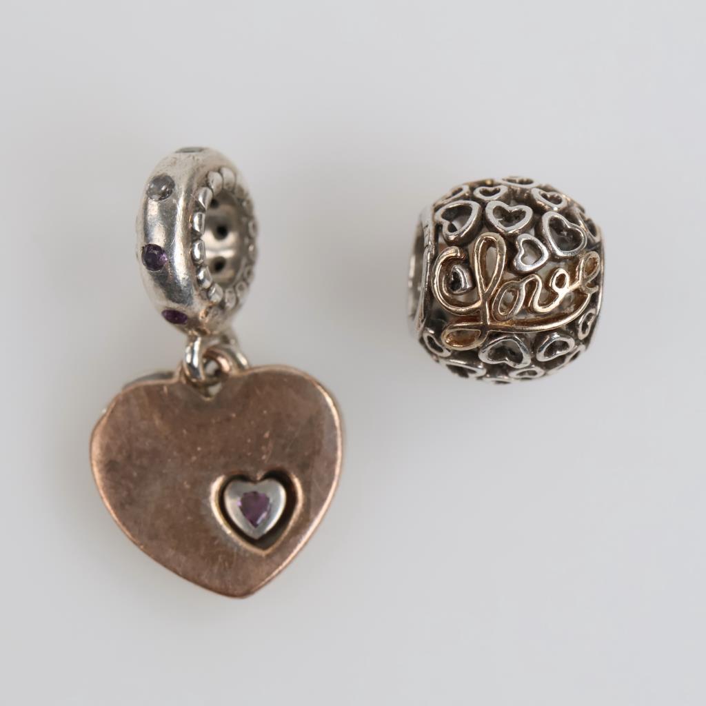 Pandora Sterling Silver Charms, 2 Pieces