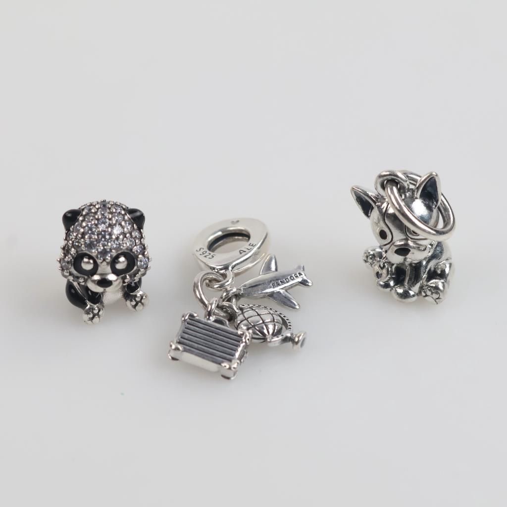Pandora Sterling Silver Charms , 3 Pieces