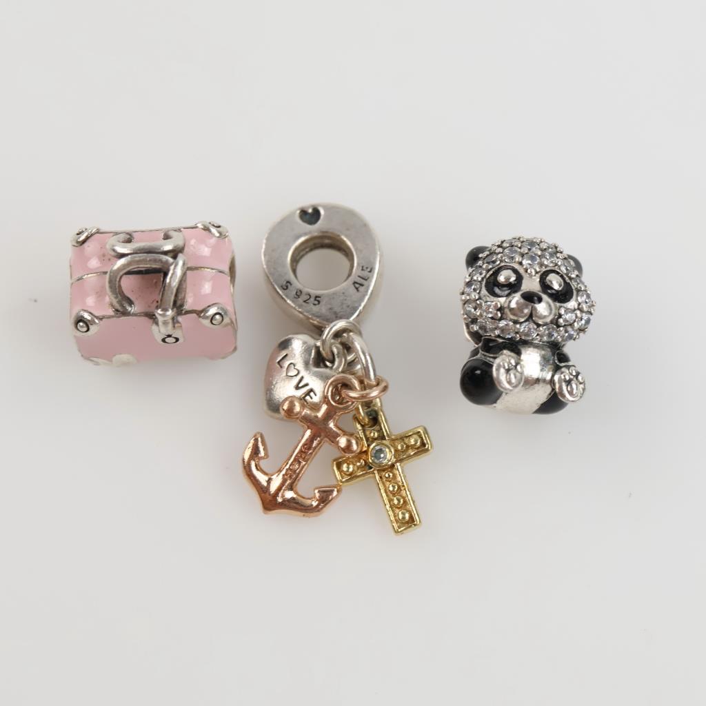 Pandora Sterling Silver Charms, 3 Pieces