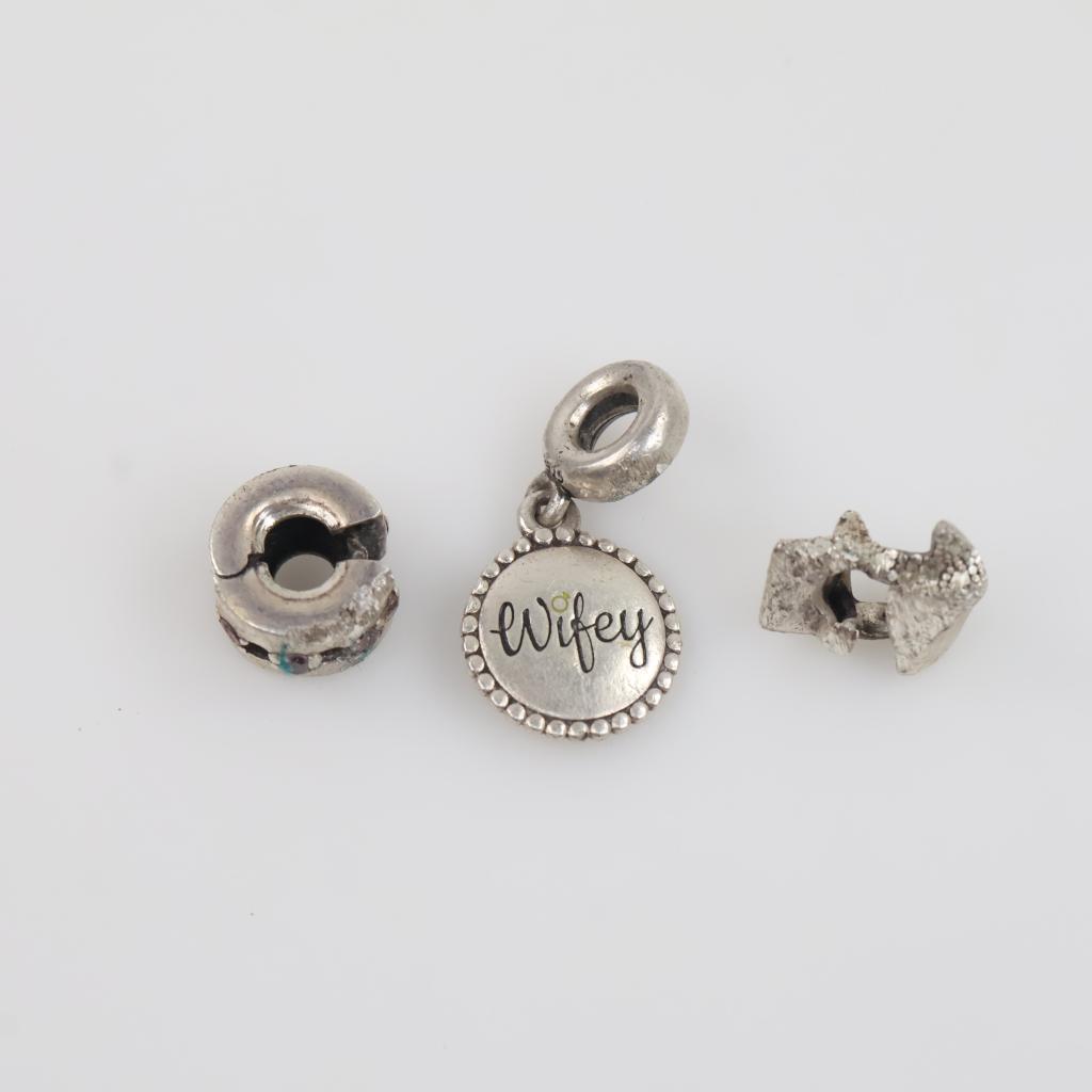 Pandora Sterling Silver Charms, 3 Pieces