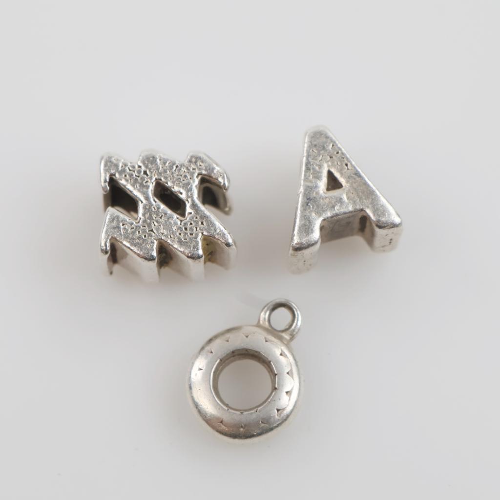 Pandora Sterling Silver Charms, 3 Pieces