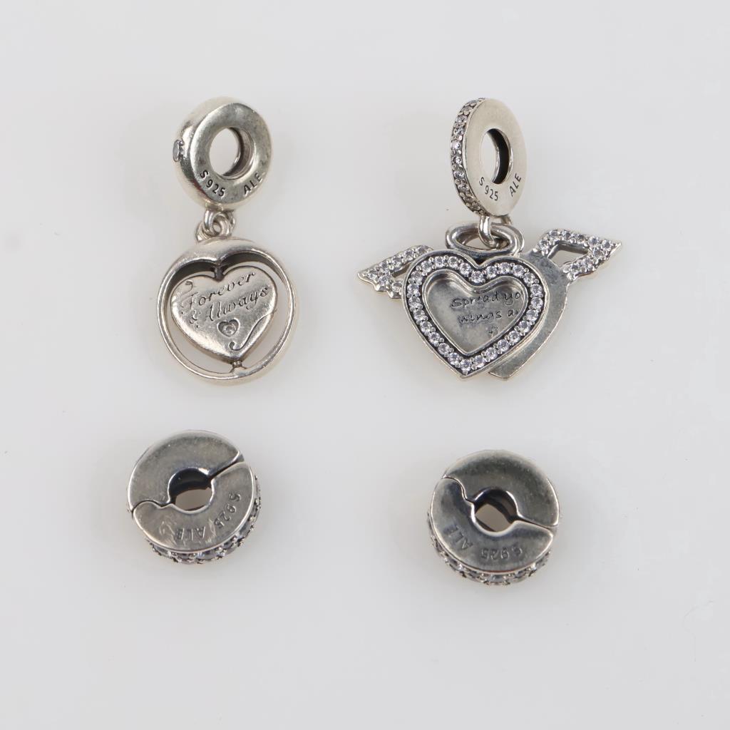 Pandora Sterling Silver Charms, 4 Pieces