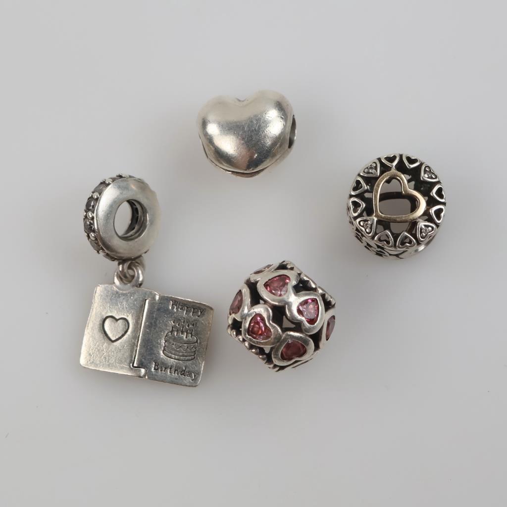 Pandora Sterling Silver Charms, 4 Pieces